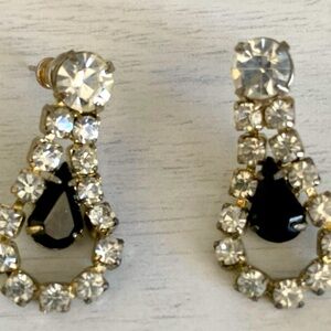 Vintage Elegant Gold and Black Teardrop Earrings